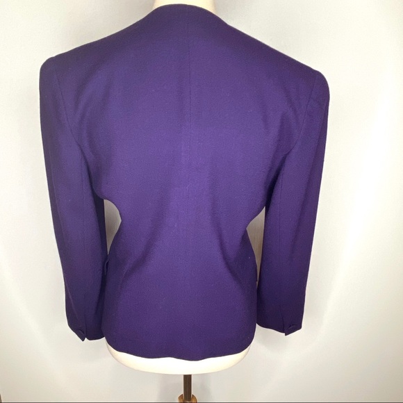 Vintage Brooks Brothers Purple Wool Fitted Blazer w/ Shoulder Pads Sz 4 - Picture 3 of 7